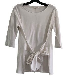 NWT Peruvian Connection Tie-Front White Pima Cotton Monique Tunic Top Small